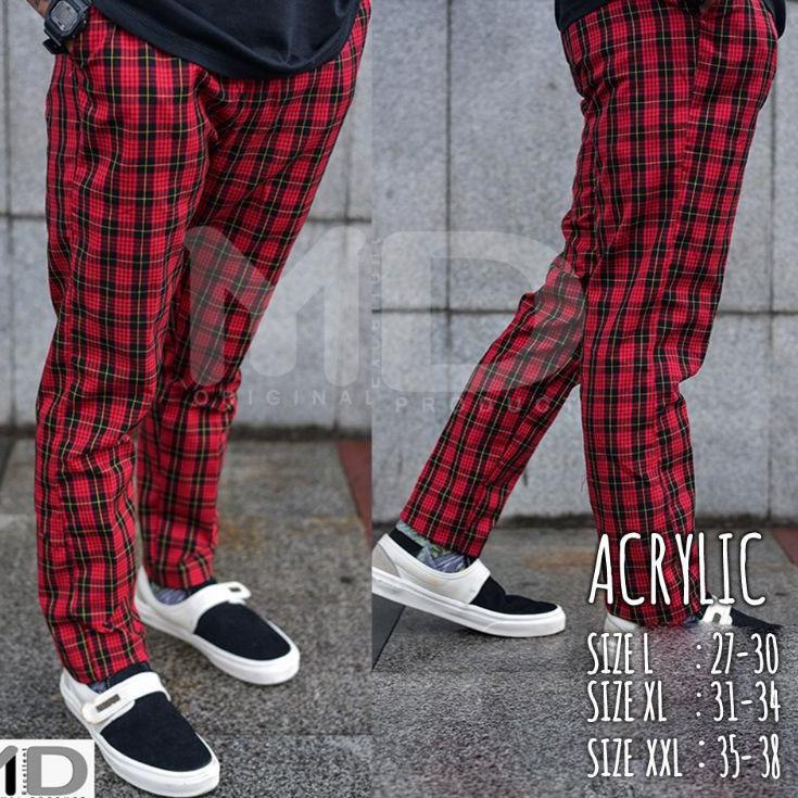 ♝ JUMBO BIGSIZE/ Celana Panjang Tartan Pria Acrilic Semi Wool/ Celana Tartan kotak kotak Bigsize Jum