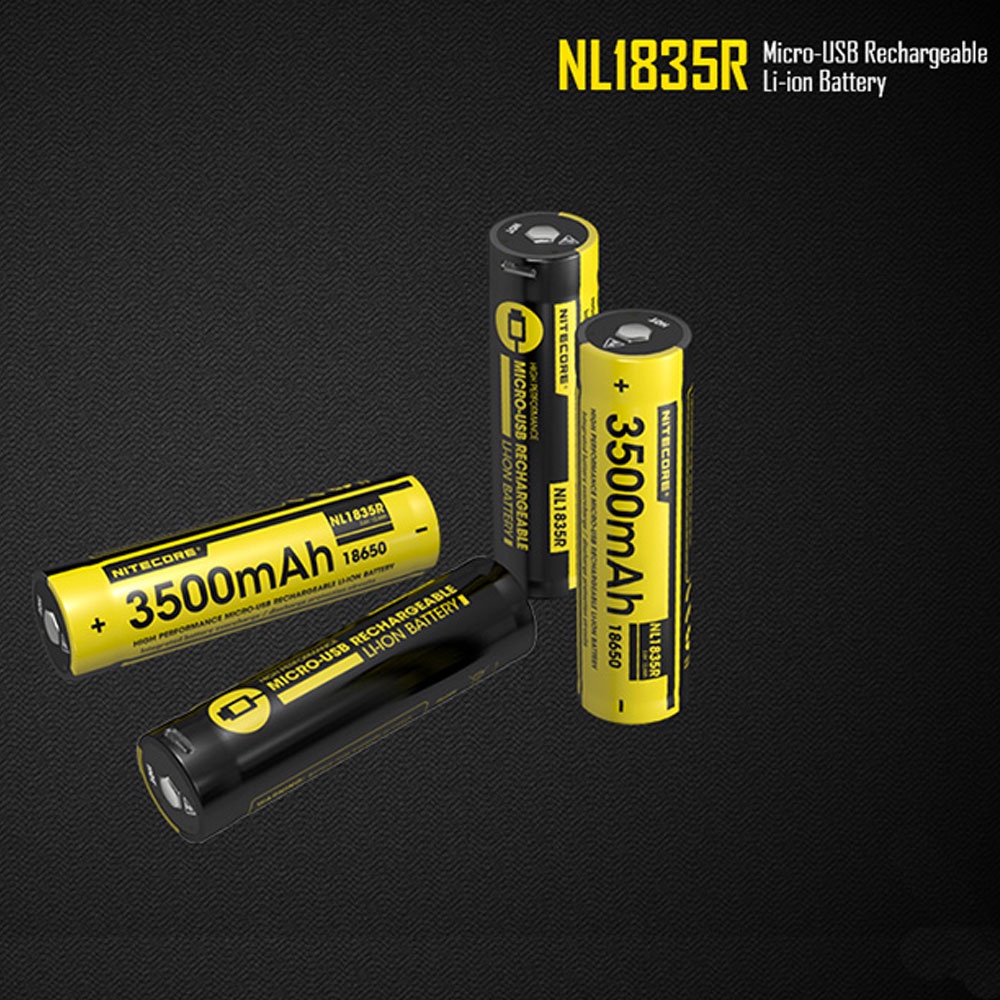 NITECORE 18650 Micro USB Rechargeable Li-ion Battery 3500mAh - NL1835R - Black