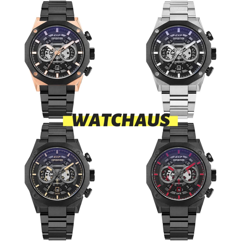JAM TANGAN PRIA EXPEDITION E6834 E 6834 CHRONOGRAPH STAINLESS STRAP