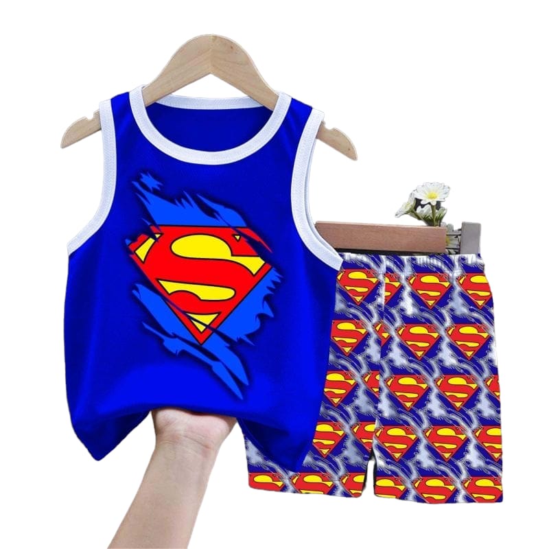 Setelan baju anak singlet superman logo import