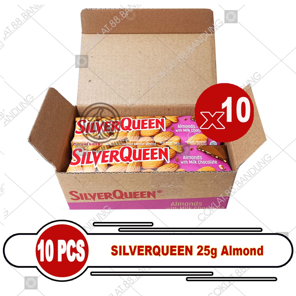 

RK60 SILVERQUEEN 1 BOX ALMOND KECIL 22gr X 10 PCS, COKLAT SILVERQUEEN COKELAT 1 BOX ISI 10 CHOCOLATE