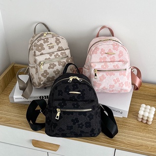 Floral Pattern Metal Decor Functional Backpack Bag 10015