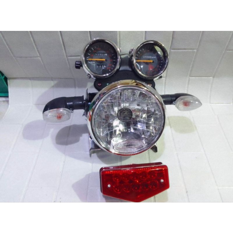 Paket Kedok Batok Kepala Lampu Depan Bulat Hitam Rx King Breket Kupingan Rx King Speedometer Spedome