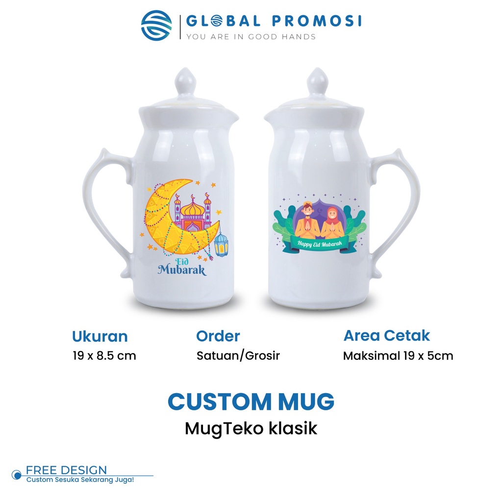 Mug Teko Klasik Sovenir Pernikahan Custom Cetak Satuan/Grosir Tahan Panas Khusus Pengriman Ekspedisi