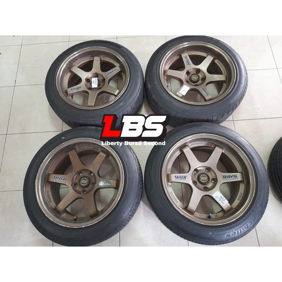 VELG MOBIL BEKAS RACING TE37 RING 17X8,5/9,5 LUBANG BAUT PCD 5X114 ET38/30 BAN 215 55 R17