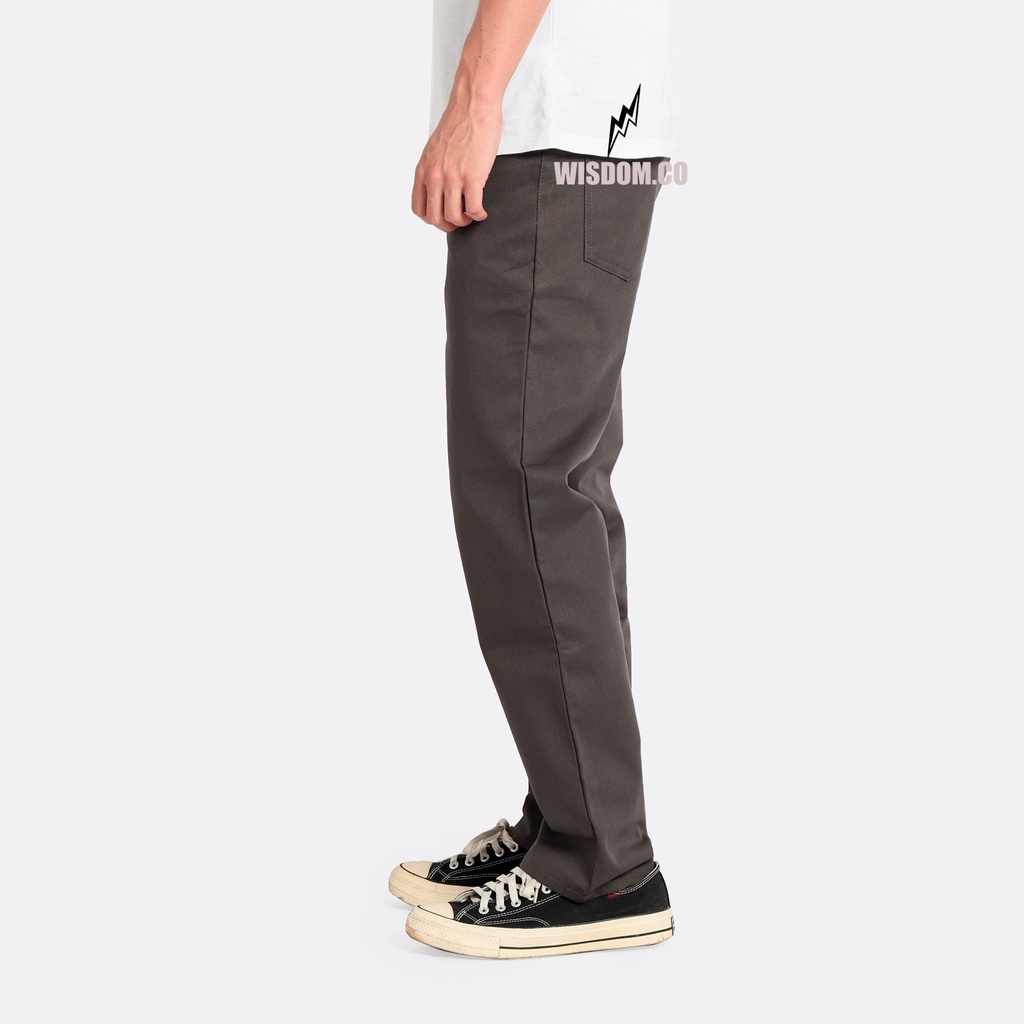 WISDOM Chino Pants Straight Canvas Walker Dark Grey