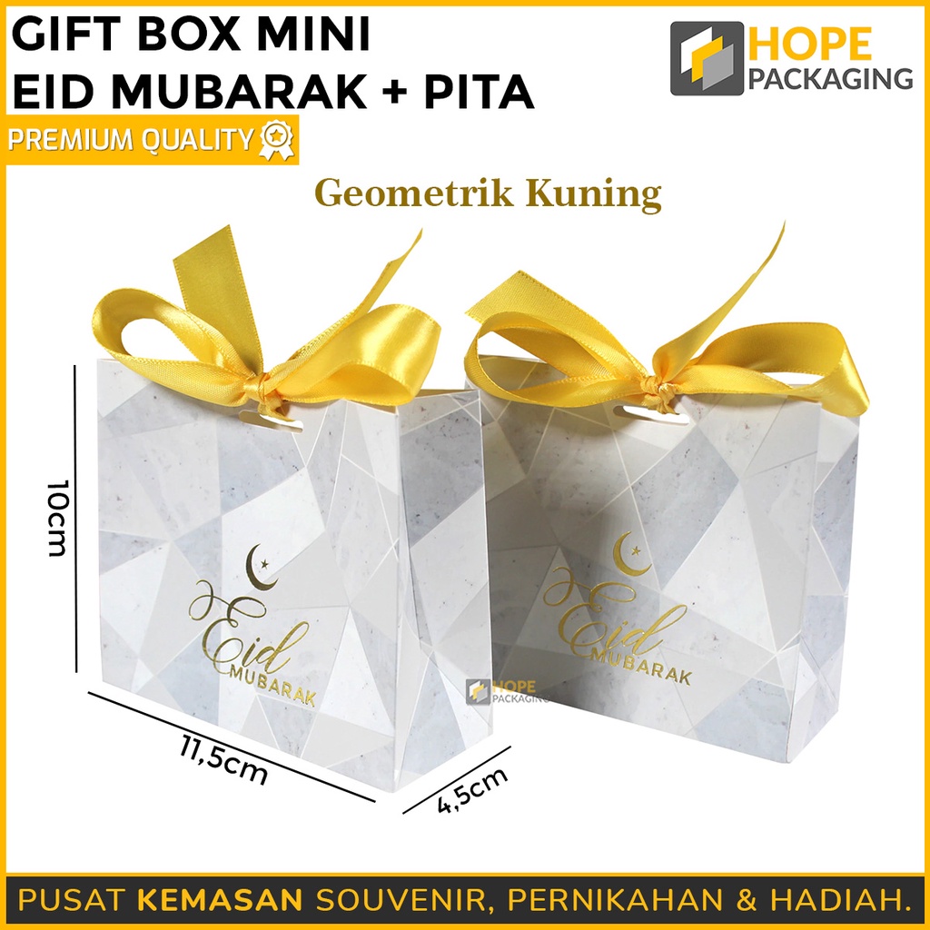 Gift Box Mini Lebaran + Pita / Paper Bag Marmer / Tas Souvenir Hadiah Idul Fitri/ Box Hampers Lebaran