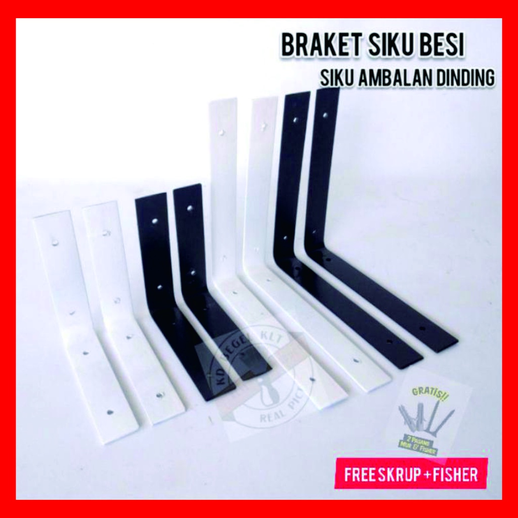 Siku Rak Ambalan Dinding | Briket Besi Plat Siku L | Siku Besi Tempel Dinding