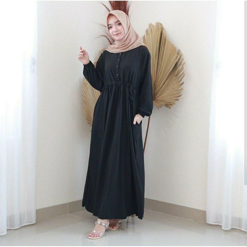 Baju Gamis Polos Terbaru 2023  Dress Abaya Hitam Polos Wanita Remaja Dewasa Moscrepe Muslimah Syari Busana Muslim