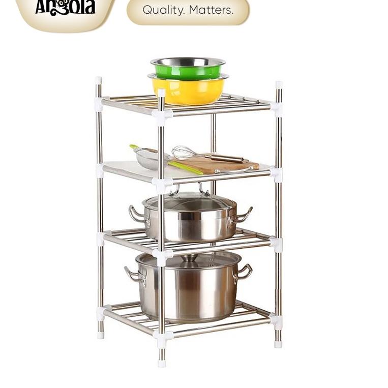 STOK TERBATAS Angola Rak Dapur E15/E26 Rak Kamar Mandi Tempat Panci Rak Penyimpanan Rak Peralatan Da