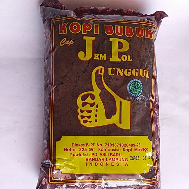 

Kopi lampung cap JemPol unggul 225gr,kopi halus jempol lampung.