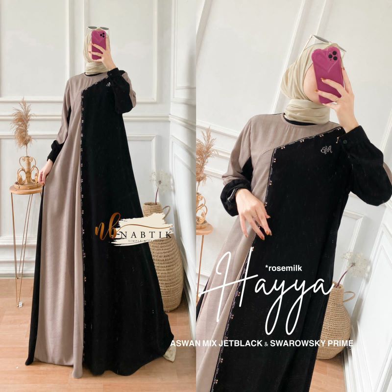 HAYYA MAXY ORI NABTIK Bahan Aswan jetblack swarosky