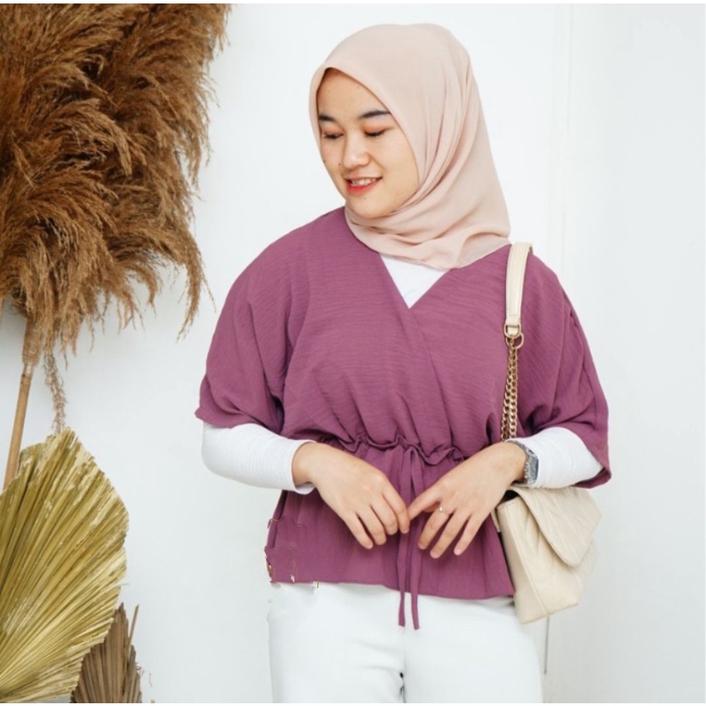 Rebecca Blouse kemeja wanita muslimah airflow crincle deodora