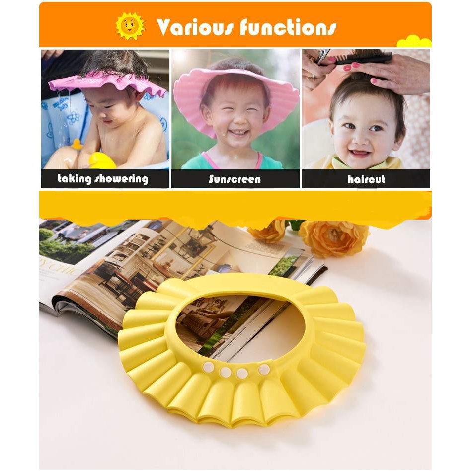 FYGALERY HL0103 Topi Keramas Anak Kancing Dengan Penutup Telinga Shower Cap Mandi Bayi Murah