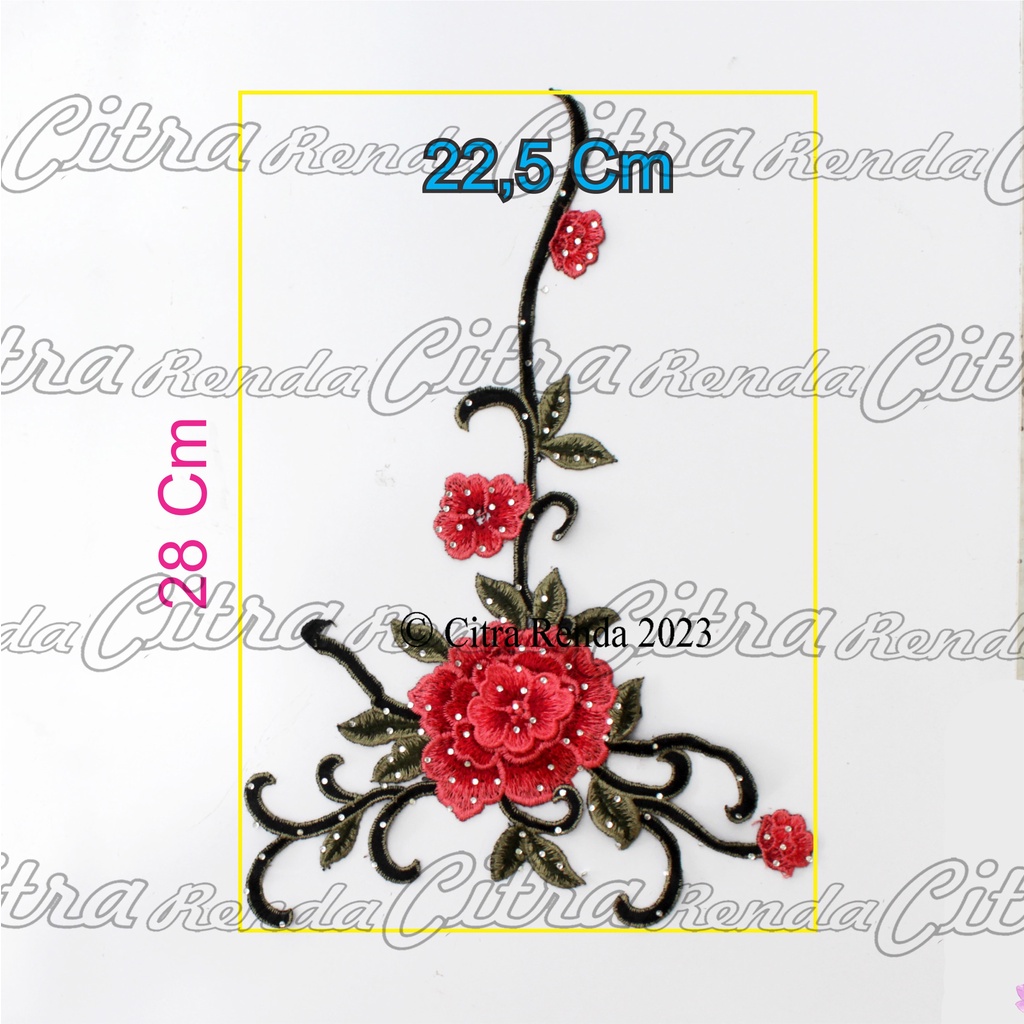 (Per Pcs) AP454 Aplikasi Bordir Tempel Bunga Cantik / Aplikasi Dada