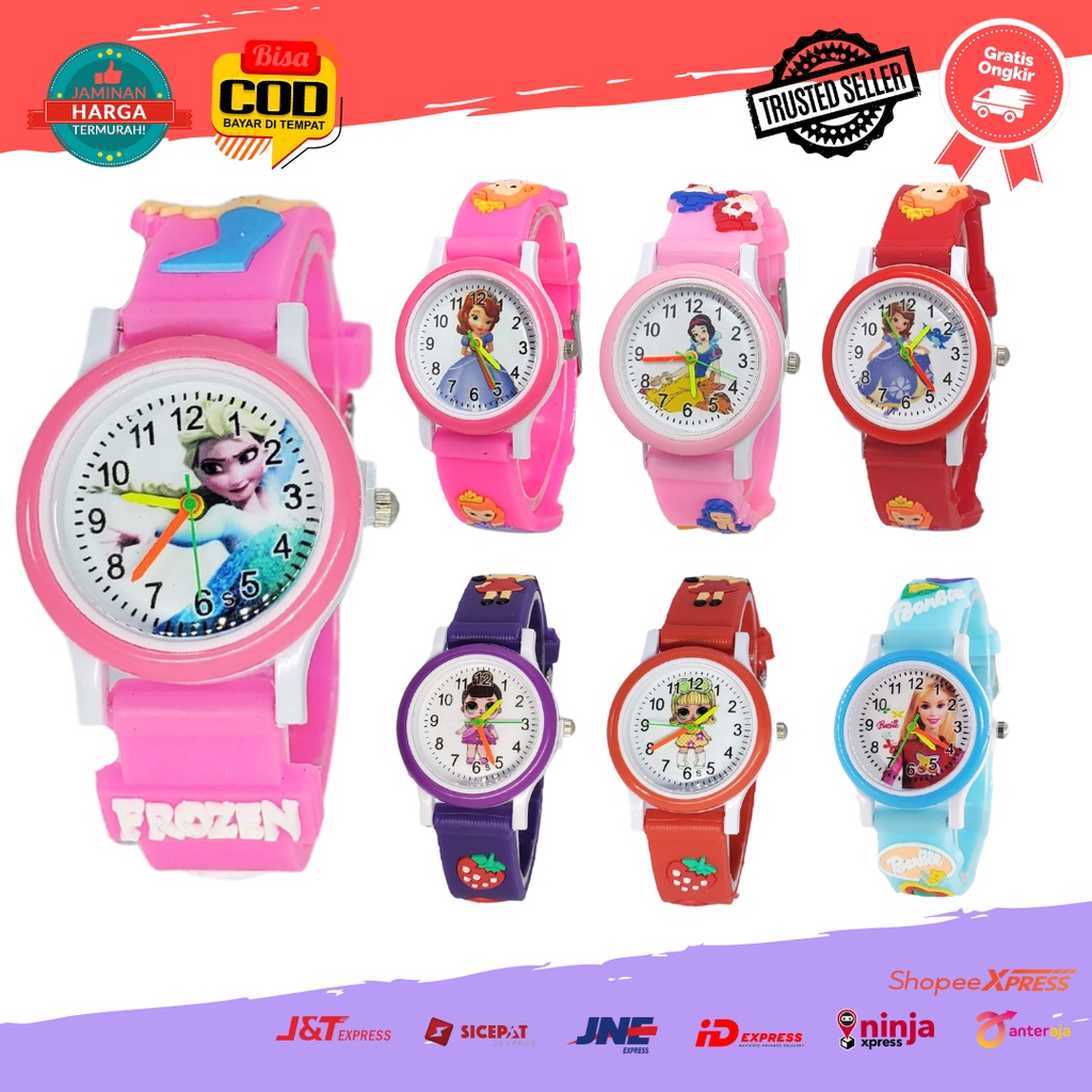 [COD] Jam Tangan Anak Cewek Analog Strap Rubber Karakter Kartun LOL Kuda Ponny Little Ponny Barbie