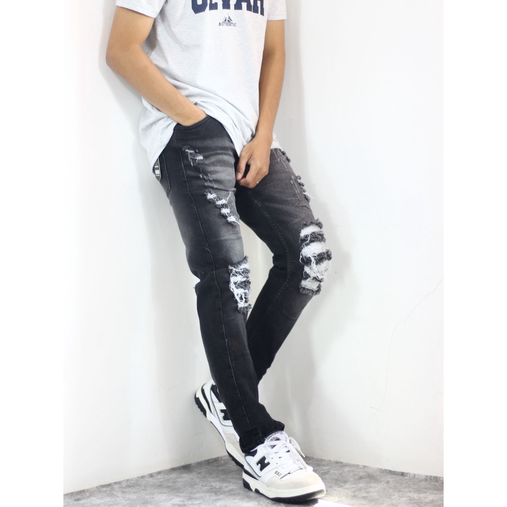 RDDSTORE Celana jeans sobek / celana sobek pria / Jeans sobek tidak tembus / celana sobek sobek / je