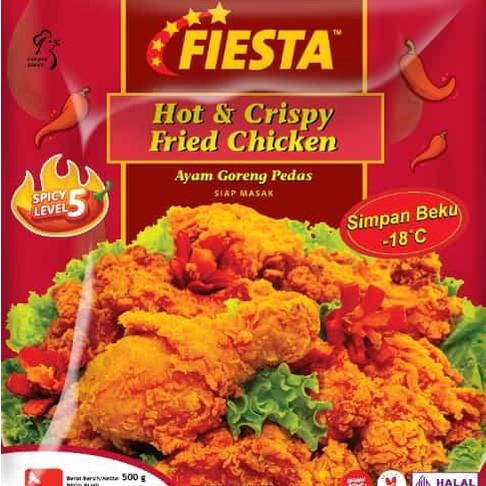 Fiesta Hot &amp; Crispy Fried Chicken Spicy Level 5 - 500gr