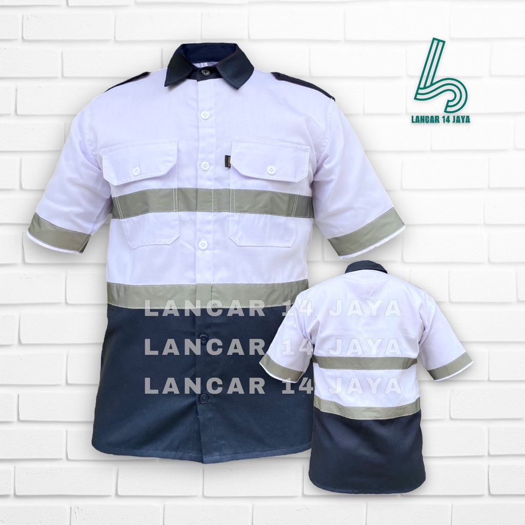 Kemeja Wearpack Atasan Lengan Pendek/ Baju safety APD K3 Original 100 % Baju Safety Wearpack Atasan Lengan Pendek Kombinasi