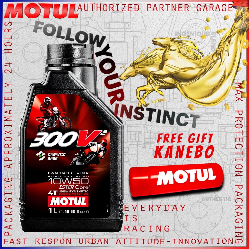 MOTUL 300V2  FACTORY LINE ROAD/ OFF ROAD 1L 10W50 OLI MOTOR IMPORT ORIGINAL MADE IN FRANCE