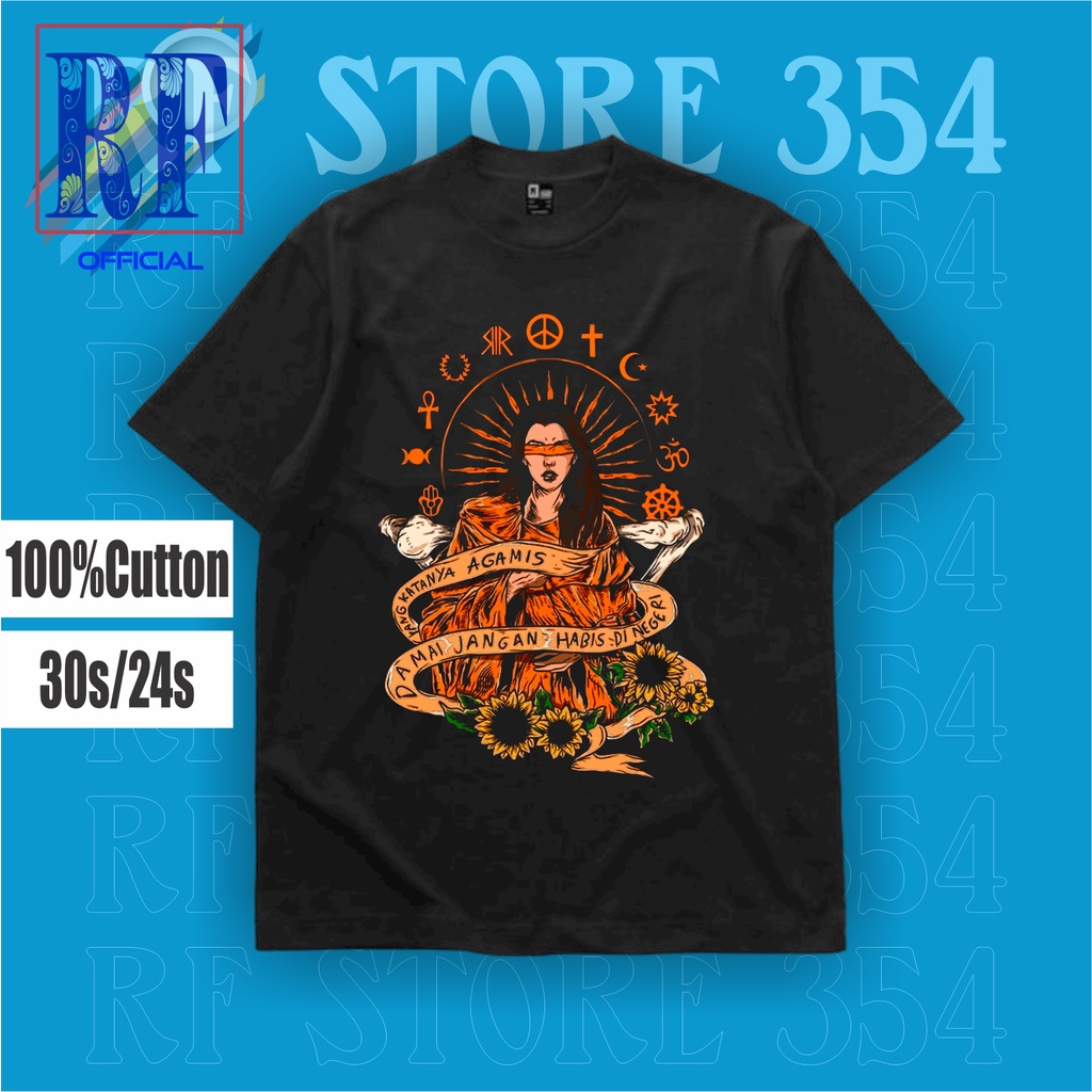 T-SHIRT | OVERSIZE | KAOS RELIGON PLURALISME DAMAI JANGAN HABIS DI NEGERI YANG KATANYA AGAMIS | KAOS
