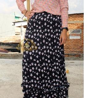 ➲ Rok Plisket Import Motif Bunga Sakura ➵