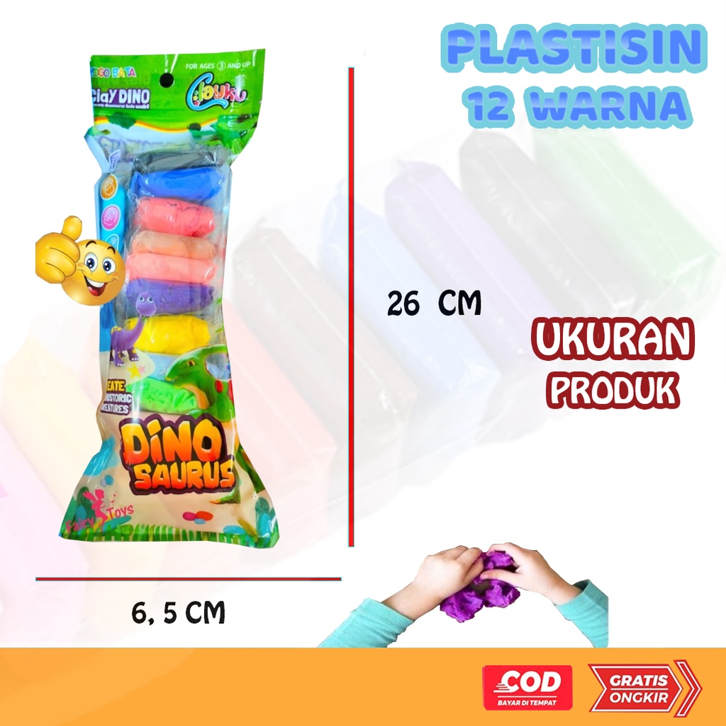 Mainan Plastisin 12 Warna JUMBO / Polymer Clay / Mainan Edukatif / Plastisin Lembut dan Ultra Ringan / Plastisin Tidak Beracun YL1