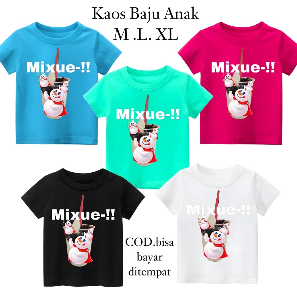 Hzl_outfit Kaos Baju Anak Uniseks Mixue Cream/Kaos Anak Perempuan/ Kaos Anak Laki Laki