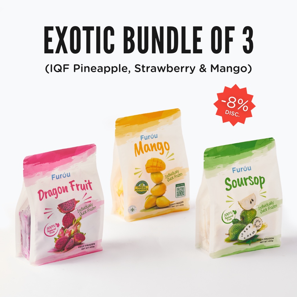 

FUROU Frozen Fruits (IQF) | Exotic Bundle of 3 | 1350 gram Total