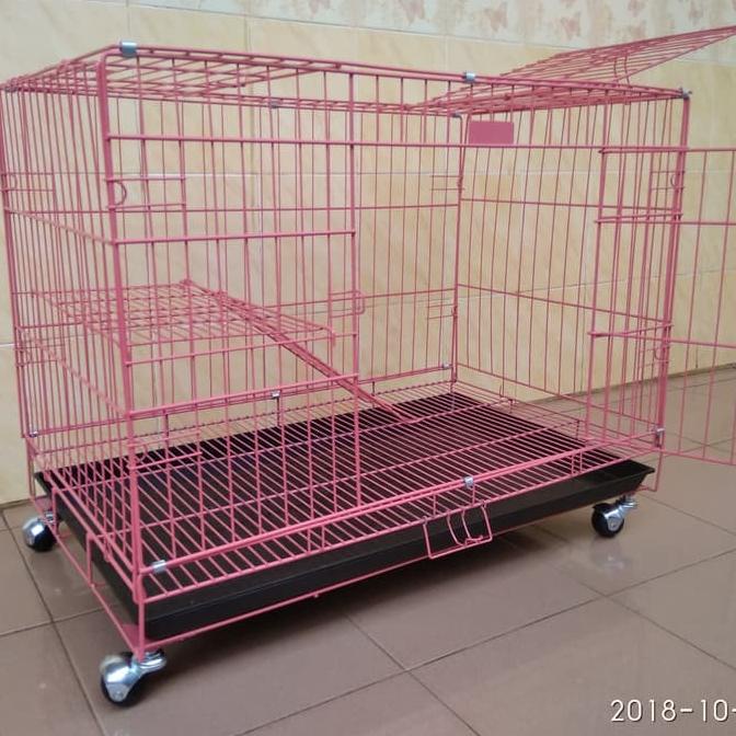 Kandang kucing lipat tingkat dengan RODA ukuran 75