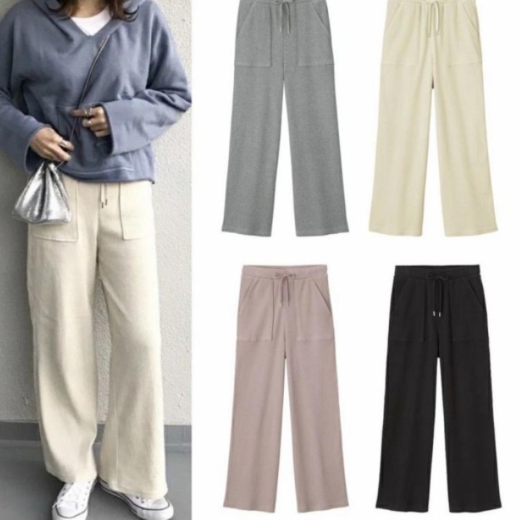 MURAH BANGET Kulot Uniqlo Rib Knit Wide Pants Celana Kulot Original