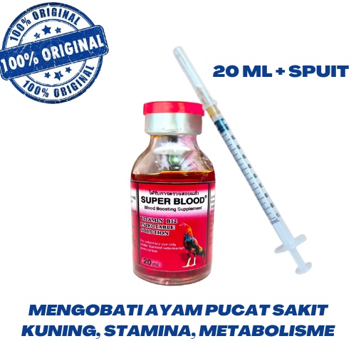 Super Blood Injeksi 20 ml Doping Ayam Jadi Galak Kuat Agresif + spuit 1