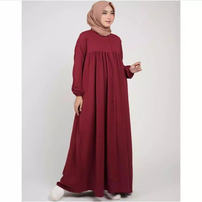 RAMADHAN Baju Gamis Syari Wanita Muslim Terbaru Kiranti Dress Maxy Jumbo - Maroon LEBARAN IDUL FITRI / ADHA