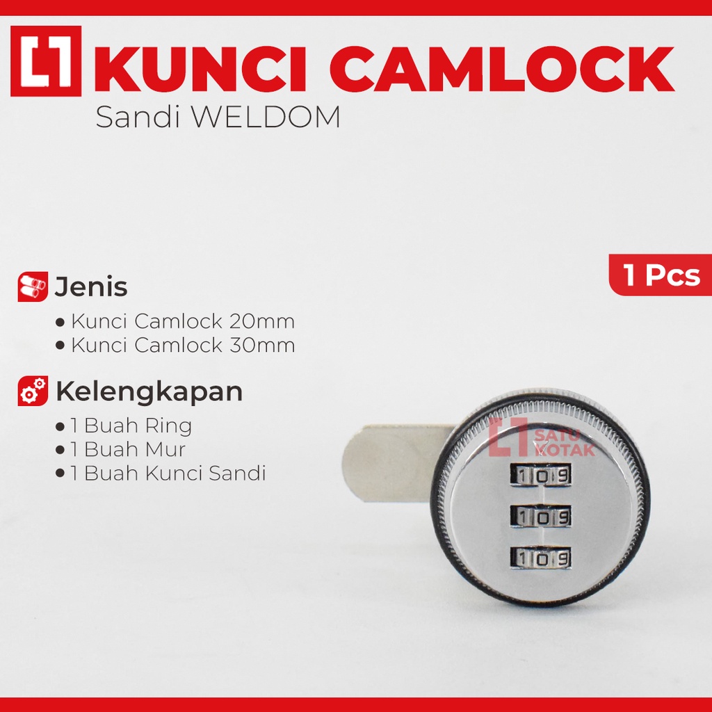 Kunci Camlock Password 3 Nomor Angka Lemari Loker Laci Panel - Weldom