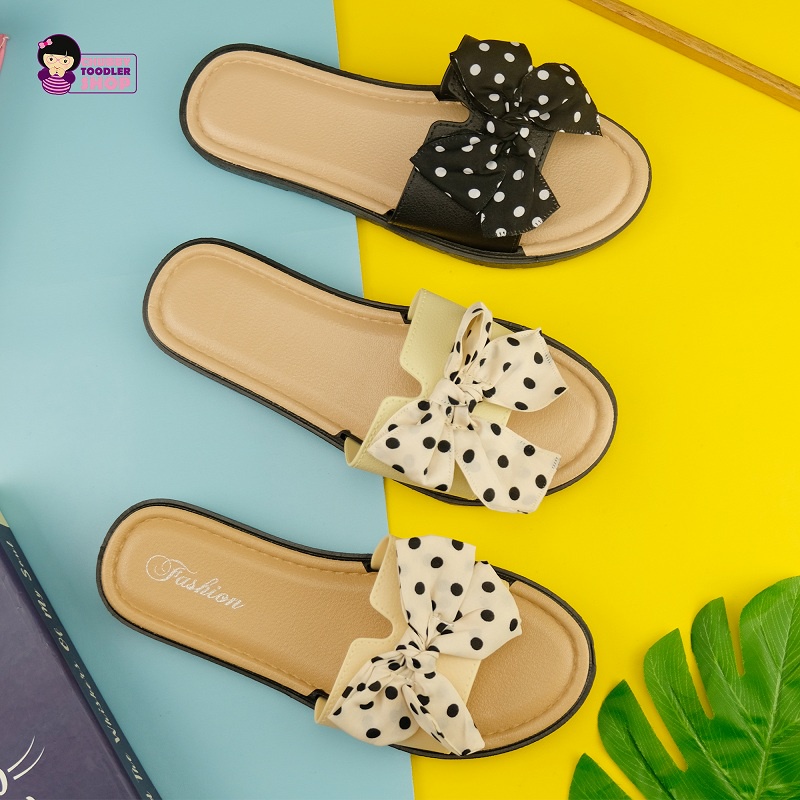 GLORYKIDZ Sendal Polkadot Dewasa sandal slip on Wanita santai casual Pita remaja SD21130