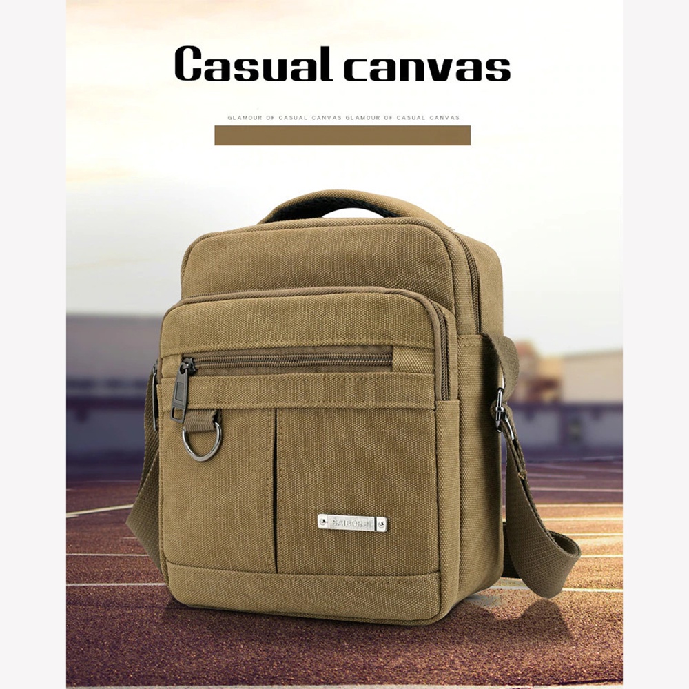 Tas Selempang Pria Canvas Men Shoulder Bag - 1986 - Khaki