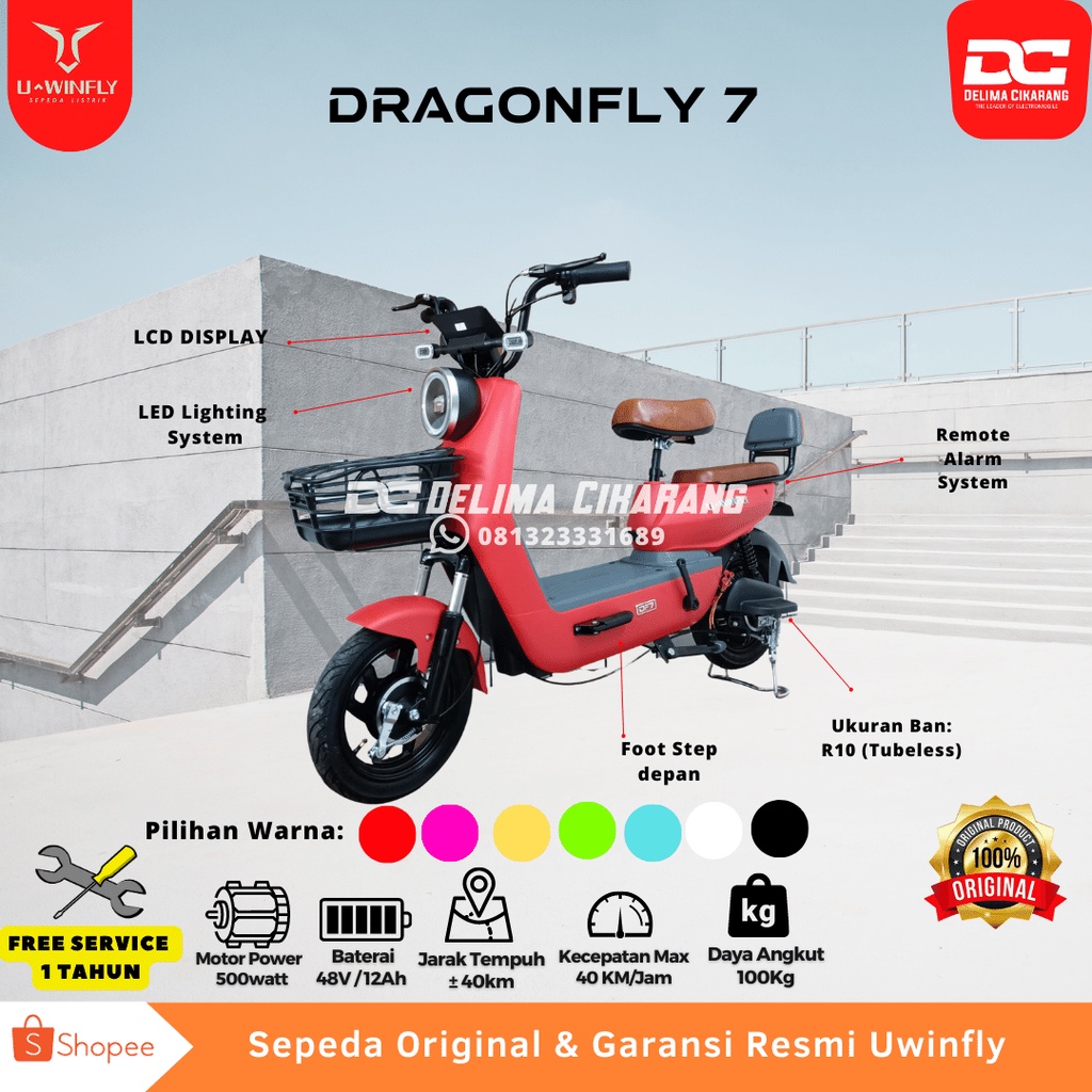 Sepeda Listrik Uwinfly DRAGONFLY 7 | DF7 | UWINFLY DRAGON FLY 7