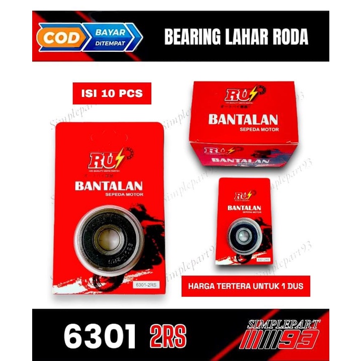 BEARING LAHAR LAHER LAKER BANTALAN RODA 6301 - 2RS [ RUI ] 1 DUS ISI 10 PCS