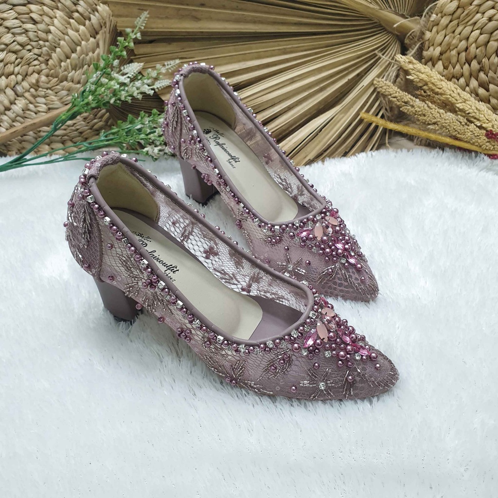 Sepatu wedding pesta Cantik mahalani mauve 7cm tahu