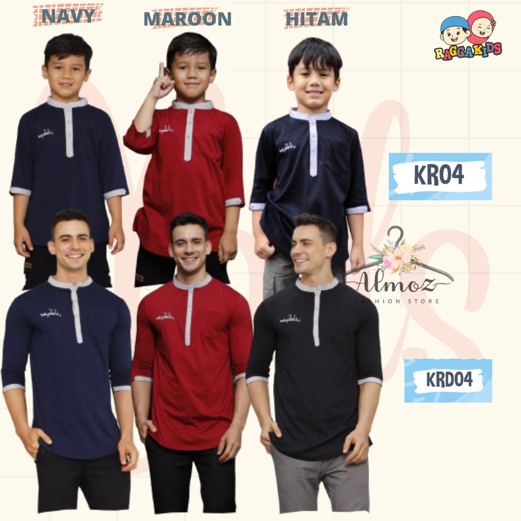 Baju Koko kaos kurta bahan katun premium berkualitas bahan adem KR04 KRD04