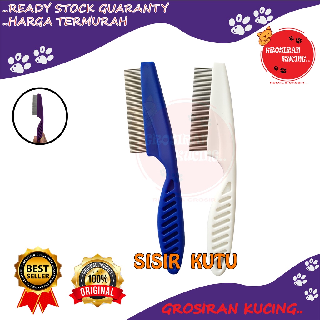 Sisir Kutu Logam Anjing Kucing  / Serit Kutu Gagang Panjang