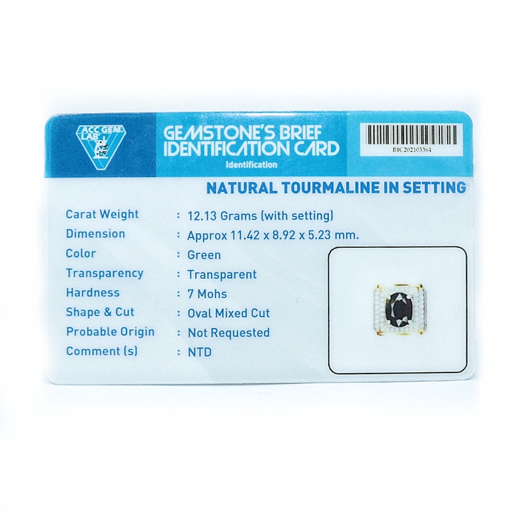 Natural Cincin Perak Permata Tourmaline Grenish Free Memo