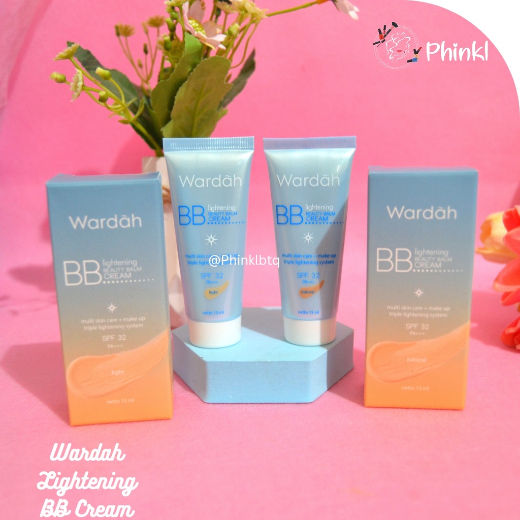 `ღ´ PHINKL `ღ´ ᘺᗩᖇᕲᗩᕼ Wardah Lightening bb cream biru alas bedak foundation kulit kering spf 32