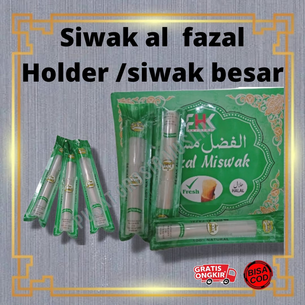 Siwak Kayu 60 pcs Sewak Al Fazal, Siwak Miswak Alfazal Holder Besar