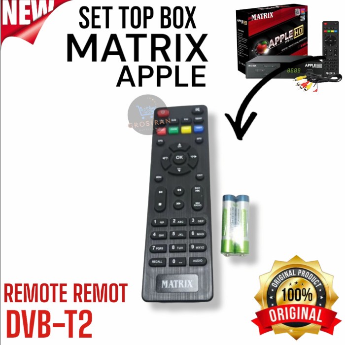 {{{{}}] Remote Remot Set Top Box STB MATRIX DVB-T2 DVB T2 APPLE ORI
