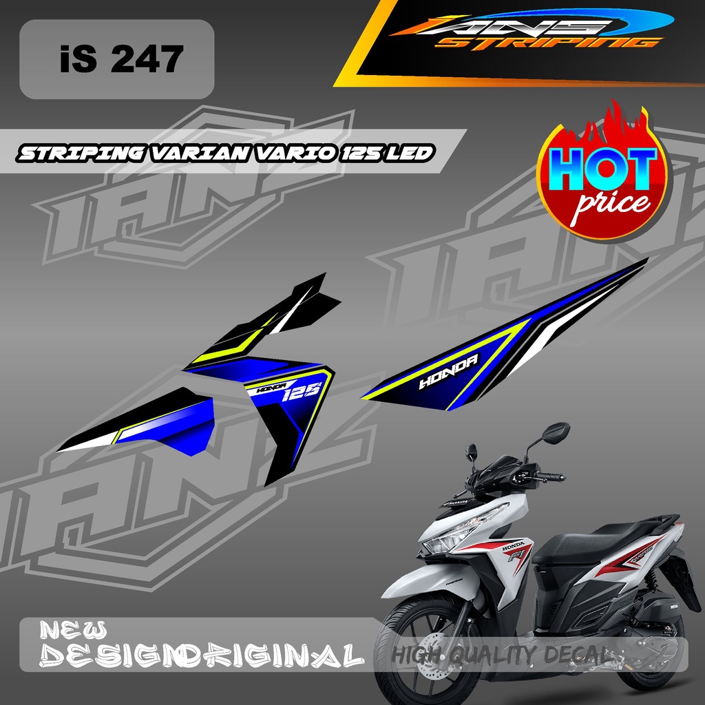 DECAL VARIO 125 LED TERBARU GRAFIK SIMPEL / STIKER STRIPING SEMU FULL / STIKER KERETA HONDA VARIO 125 LED IS247