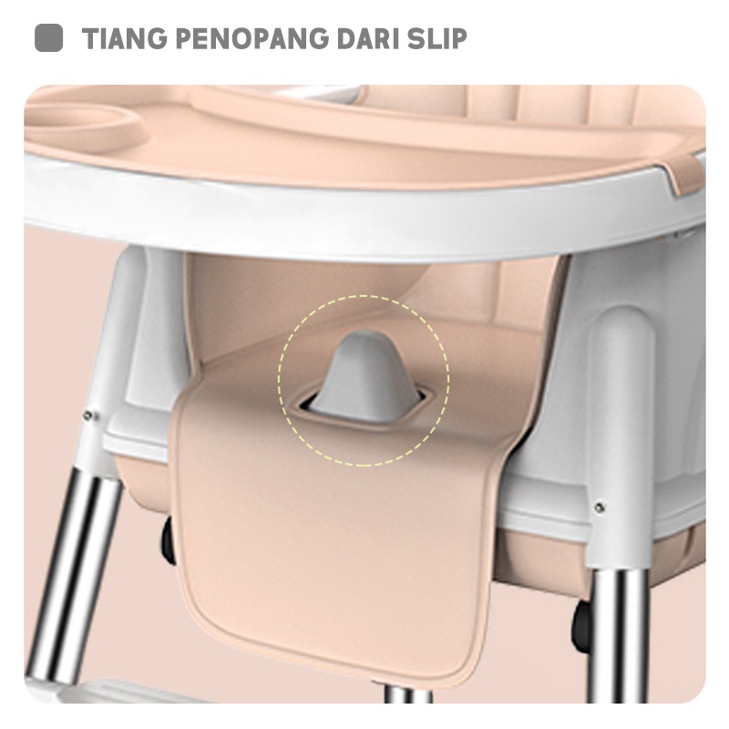 Kursi Makan Bayi 4 In 1/Kursi Makan Bayi Lipat/Dilipat Baby Chair/Kursi Bayi Kursi Makan Bayi/High Chair/Baby Booster /Bisa Meluncur Dengan Roda/Lipatan Satu Tombol/Ketinggian Yang Dapat Disesuaikan/Dengan Piring