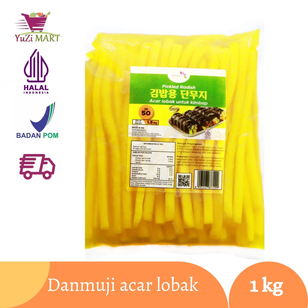 

Danmuji Panjang Kimbab Acar Lobak Kuning Untuk Kimbab 1.5Kg Isi 50 Pcs