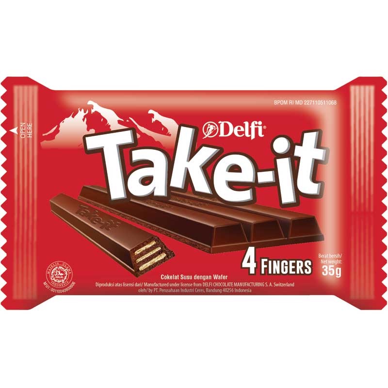 

Delfi Take-it Wafer Cokelat Susu 4 Fingers 35 g