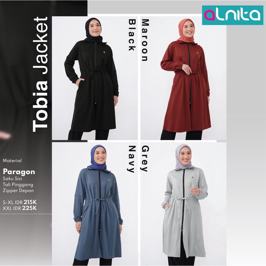 Alnita Tobia Jacket Bahan Paragon Simpel Wanita Polos bisa COD